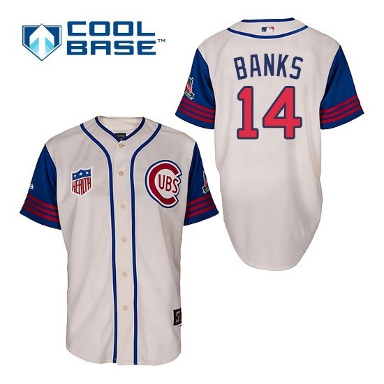 Chicago Cubs #14 Ernie Banks Cream 1942 Throwback Jersey Chicago Cubs #14 Ernie Banks Cream 1942 Throwback Jersey