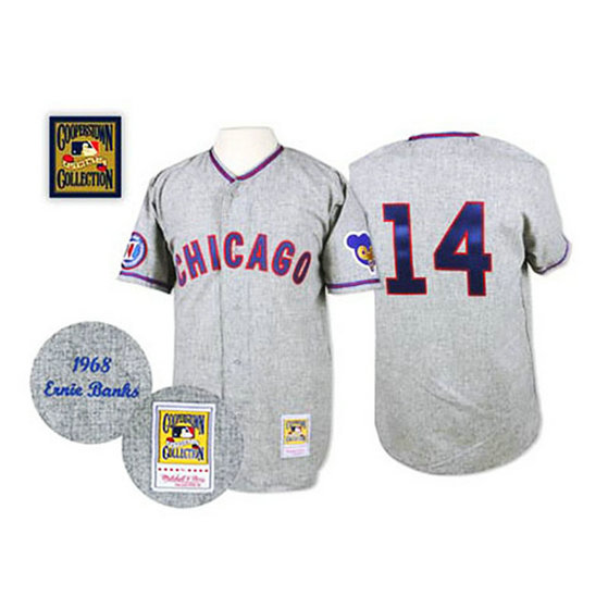 Chicago Cubs #14 Ernie Banks Grey Throwback Jersey Chicago Cubs #14 Ernie Banks Grey Throwback Jersey