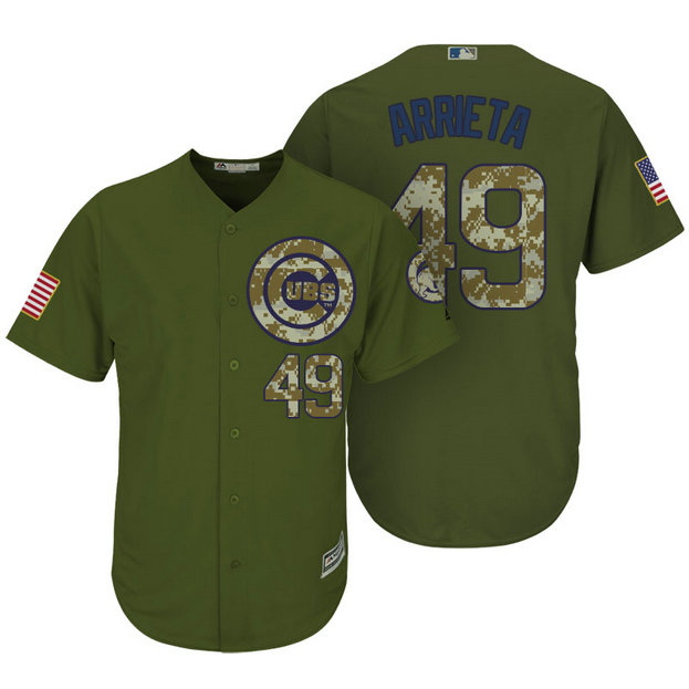 Chicago Cubs #49 Jake Arrieta Camo Olive Salute Cool Base Jersey Chicago Cubs #49 Jake Arrieta Camo Olive Salute Cool Base Jersey