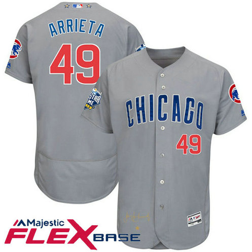 Chicago Cubs Jake Arrieta #49 Grey 2016 All-Star Game Signature Flex Base Jersey Chicago Cubs Jake Arrieta #49 Grey 2016 All-Star Game Signature Flex Base Jersey