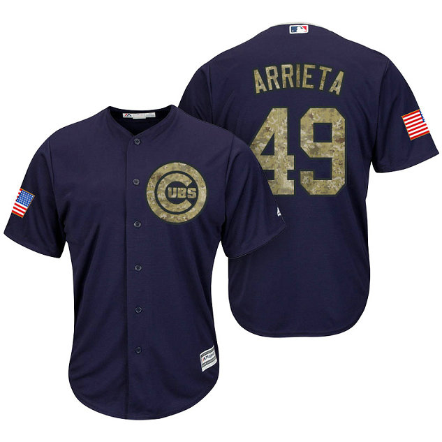 Chicago Cubs Jake Arrieta #49 Navy Camo Flag Patch Cool Base Jersey Chicago Cubs Jake Arrieta #49 Navy Camo Flag Patch Cool Base Jersey