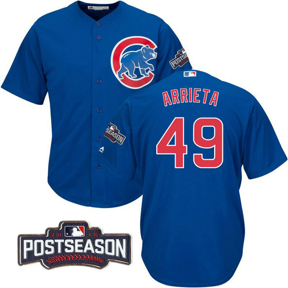Chicago Cubs Jake Arrieta #49 NL Central Division Champions Royal 2016 Postseason Patch Cool Base Jersey Chicago Cubs Jake Arrieta #49 NL Central Division Champions Royal 2016 Postseason Patch Cool Base Jersey