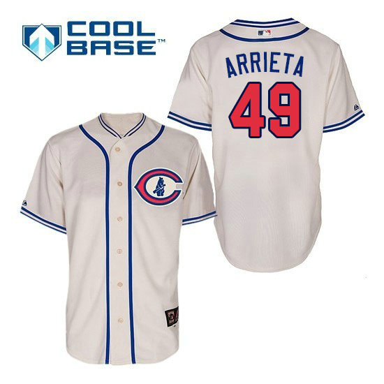 Chicago Cubs #49 Jake Arrieta Cream 1929 Throwback Jersey Chicago Cubs #49 Jake Arrieta Cream 1929 Throwback Jersey