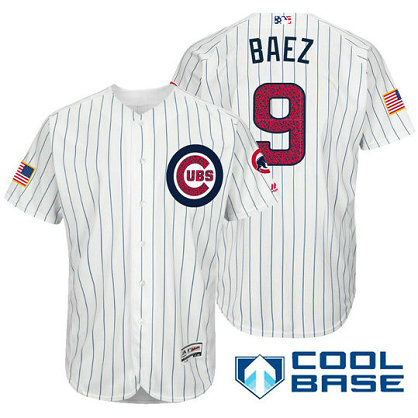 Chicago Cubs #9 Javier Baez White Stars & Stripes 2016 Independence Day Cool Base Jersey Chicago Cubs #9 Javier Baez White Stars & Stripes 2016 Independence Day Cool Base Jersey