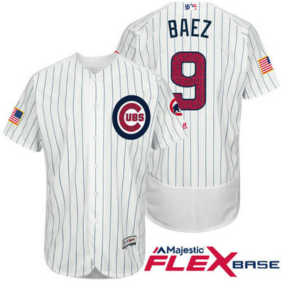 Chicago Cubs #9 Javier Baez White Stars & Stripes 2016 Independence Day Flex Base Jersey Chicago Cubs #9 Javier Baez White Stars & Stripes 2016 Independence Day Flex Base Jersey