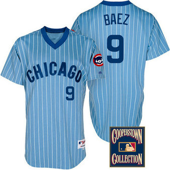 Chicago Cubs #9 Javier Baez Light Blue Throwback Turn Back The Clock Jersey Chicago Cubs #9 Javier Baez Light Blue Throwback Turn Back The Clock Jersey