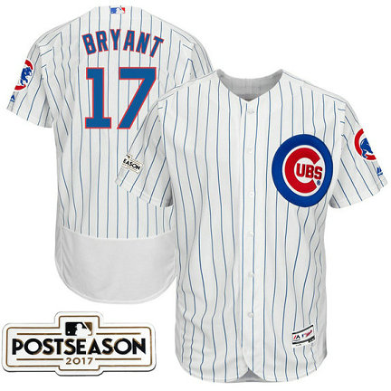 Chicago Cubs Kris Bryant #17 White 2017 Postseason Patch Flex Base Jersey Chicago Cubs Kris Bryant #17 White 2017 Postseason Patch Flex Base Jersey
