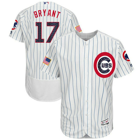 Kris Bryant #17 Chicago Cubs 2017 Stars & Stripes Independence Day White Flex Base Jersey Kris Bryant #17 Chicago Cubs 2017 Stars & Stripes Independence Day White Flex Base Jersey