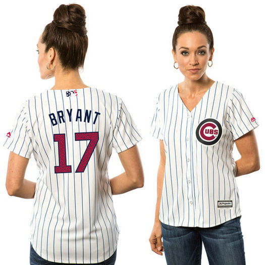 Women - Chicago Cubs Kris Bryant #17 White 2016 Independence Day Stars & Stripes Cool Base Jersey Women - Chicago Cubs Kris Bryant #17 White 2016 Independence Day Stars & Stripes Cool Base Jersey