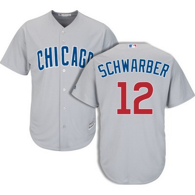 Chicago Cubs Kyle Schwarber #12 Grey Cool Base Jersey