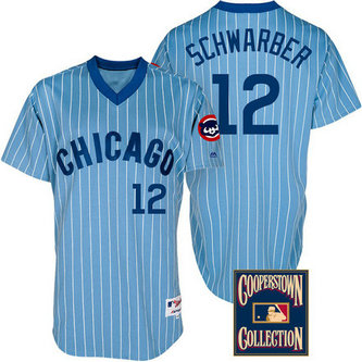 Chicago Cubs #12 Kyle Schwarber Light Blue Throwback Turn Back The Clock Jersey