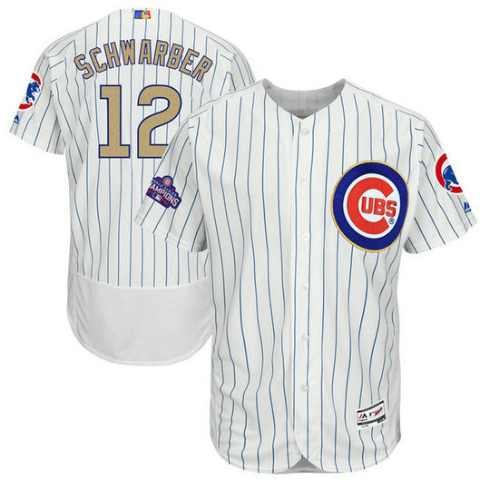 Chicago Cubs Kyle Schwarber #12 White 2017 Gold Program Flex Base Jersey