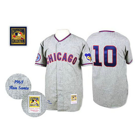Chicago Cubs #10 Ron Santo Grey Road Throwback Authentic Jersey Chicago Cubs #10 Ron Santo Grey Road Throwback Authentic Jersey