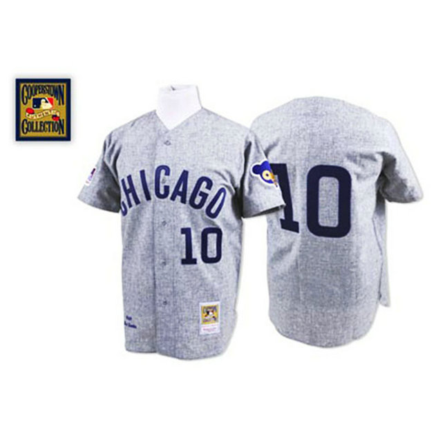 Chicago Cubs #10 Ron Santo Grey Road Throwback Jersey Chicago Cubs #10 Ron Santo Grey Road Throwback Jersey