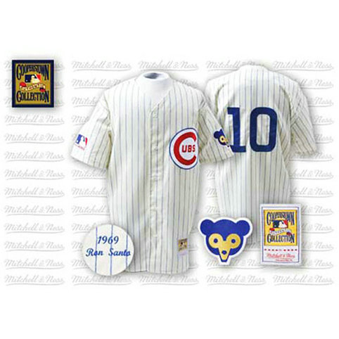 Chicago Cubs #10 Ron Santo White Home Throwback Jersey Chicago Cubs #10 Ron Santo White Home Throwback Jersey