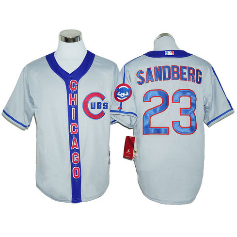 Chicago Cubs Ryne Sandberg #23 Grey Throwback Authentic Cool Base Jersey Chicago Cubs Ryne Sandberg #23 Grey Throwback Authentic Cool Base Jersey