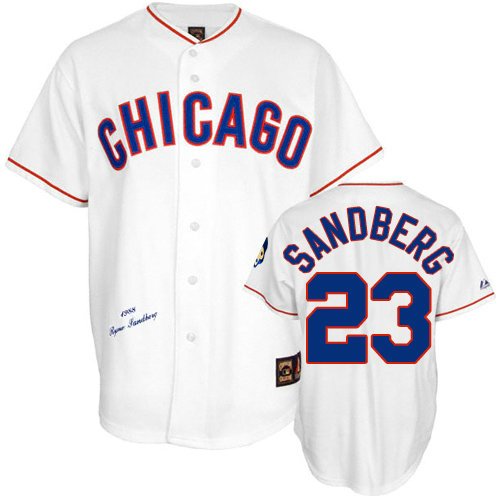 Chicago Cubs #23 Ryne Sandberg White Cooperstown Cool Base Vintage Jersey Chicago Cubs #23 Ryne Sandberg White Cooperstown Cool Base Vintage Jersey