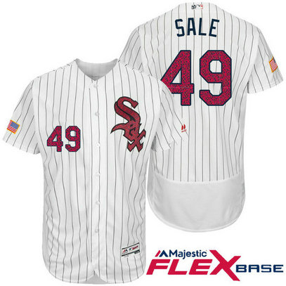 Chicago White Sox #49 Chris Sale White Stars & Stripes 2016 Independence Day Flex Base Jersey Chicago White Sox #49 Chris Sale White Stars & Stripes 2016 Independence Day Flex Base Jersey
