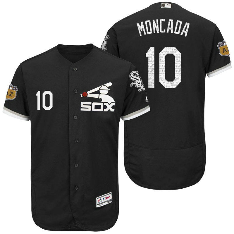 Chicago White Sox Yoan Moncada #10 Black 2017 Spring Training Flex Base Jersey