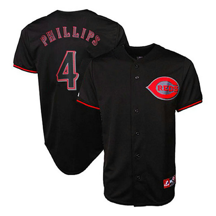 Cincinnati Reds #4 Brandon Phillips Black Fashion Jersey Cincinnati Reds #4 Brandon Phillips Black Fashion Jersey