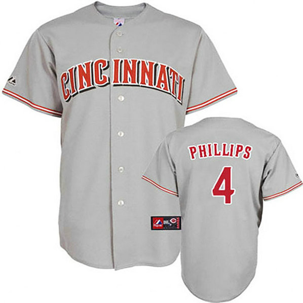 Cincinnati Reds #4 Brandon Phillips Cool Base Grey Jersey Cincinnati Reds #4 Brandon Phillips Cool Base Grey Jersey