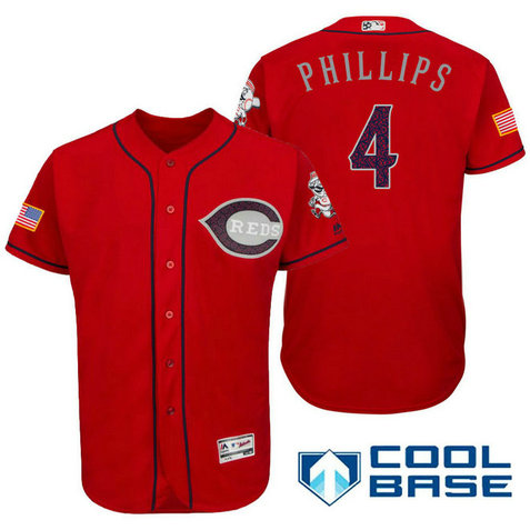 Cincinnati Reds #4 Brandon Phillips Red Stars & Stripes 2016 Independence Day Cool Base Jersey Cincinnati Reds #4 Brandon Phillips Red Stars & Stripes 2016 Independence Day Cool Base Jersey