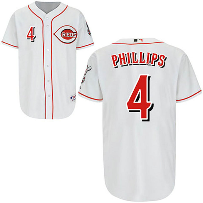 Cincinnati Reds #4 Brandon Phillips White Home Jersey Cincinnati Reds #4 Brandon Phillips White Home Jersey