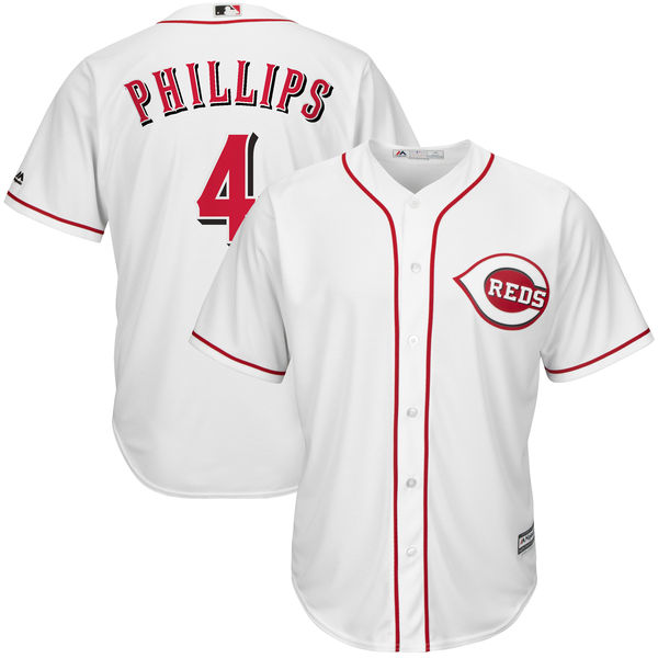 Cincinnati Reds #4 Brandon Phillips White Cool Base Jersey Cincinnati Reds #4 Brandon Phillips White Cool Base Jersey