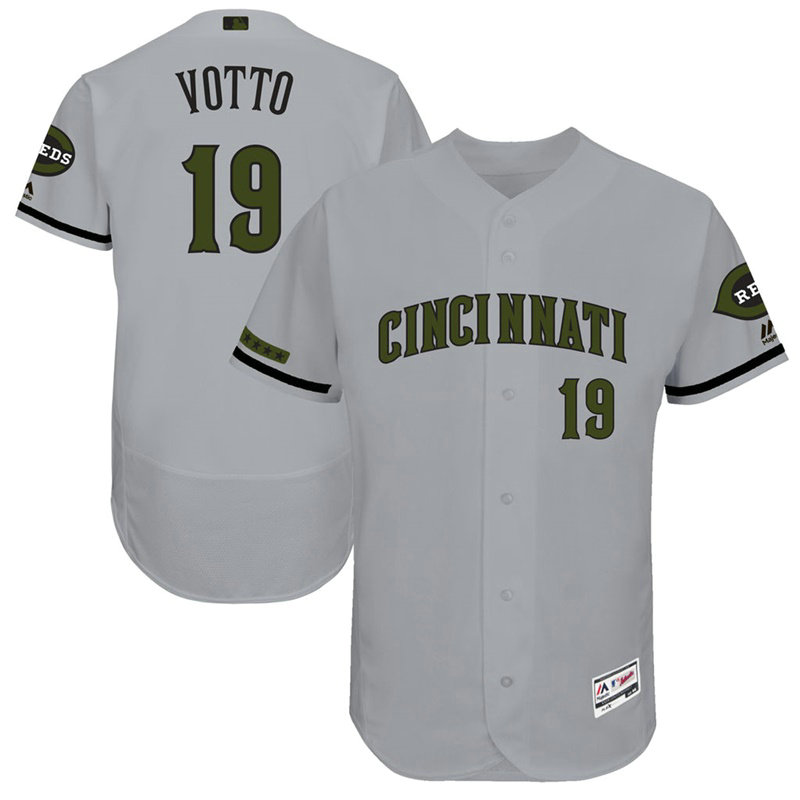 Joey Votto #19 Cincinnati Reds 2017 Memorial Day Grey Flex Base Jersey