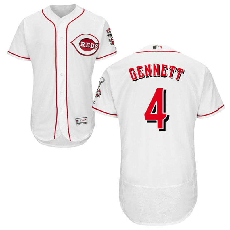 Cincinnati Reds Scooter Gennett #4 White Home Flex Base Jersey