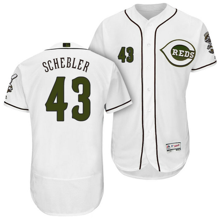 Cincinnati Reds Scott Schebler #43 White Authentic Collection 2018 Alternate Flex Base Player Jersey