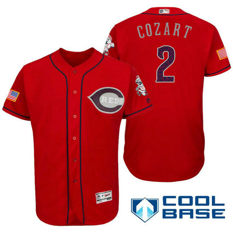 Cincinnati Reds #2 Zack Cozart Red Stars & Stripes 2016 Independence Day Cool Base Jersey Cincinnati Reds #2 Zack Cozart Red Stars & Stripes 2016 Independence Day Cool Base Jersey
