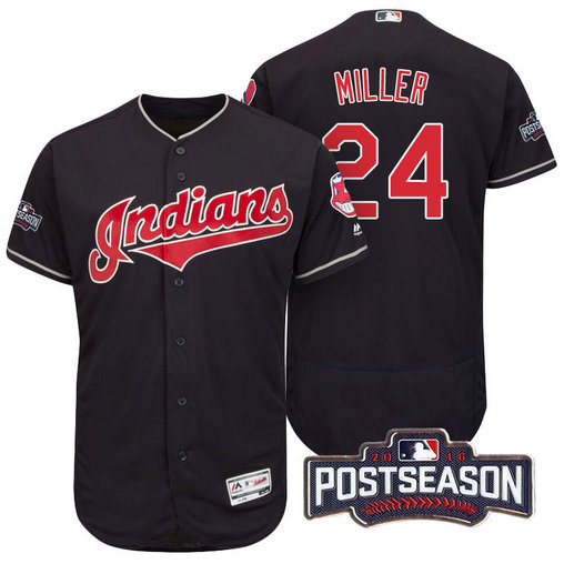 Cleveland Indians Andrew Miller #24 Navy 2016 Postseason Patch Flex Base Jersey