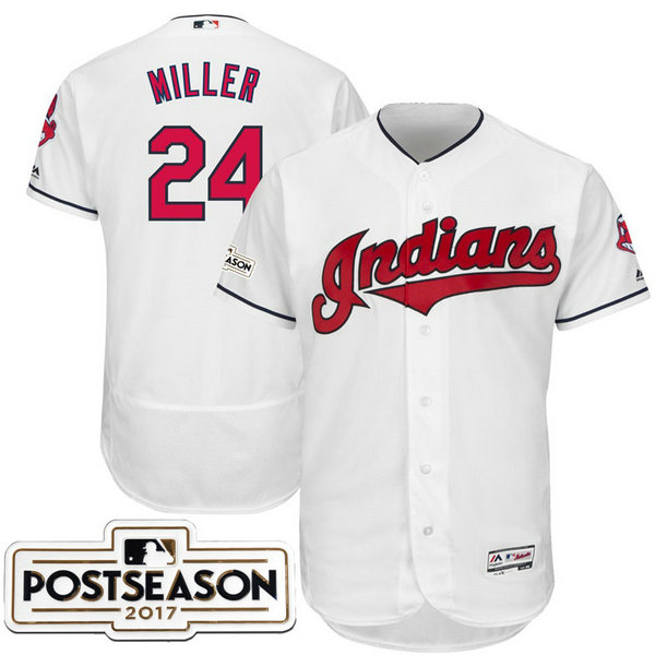 Cleveland Indians Andrew Miller #24 White 2017 Postseason Patch Flex Base Jersey Cleveland Indians Andrew Miller #24 White 2017 Postseason Patch Flex Base Jersey