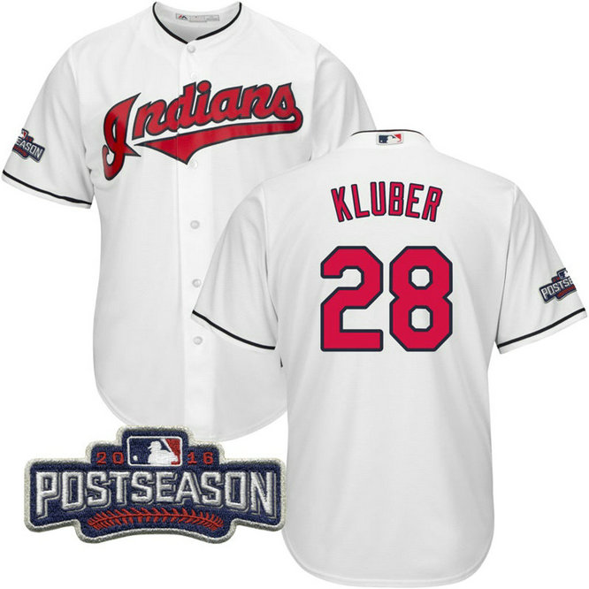Cleveland Indians Corey Kluber #28 AL Central Division Champions White 2016 Postseason Patch Cool Base Jersey Cleveland Indians Corey Kluber #28 AL Central Division Champions White 2016 Postseason Patch Cool Base Jersey