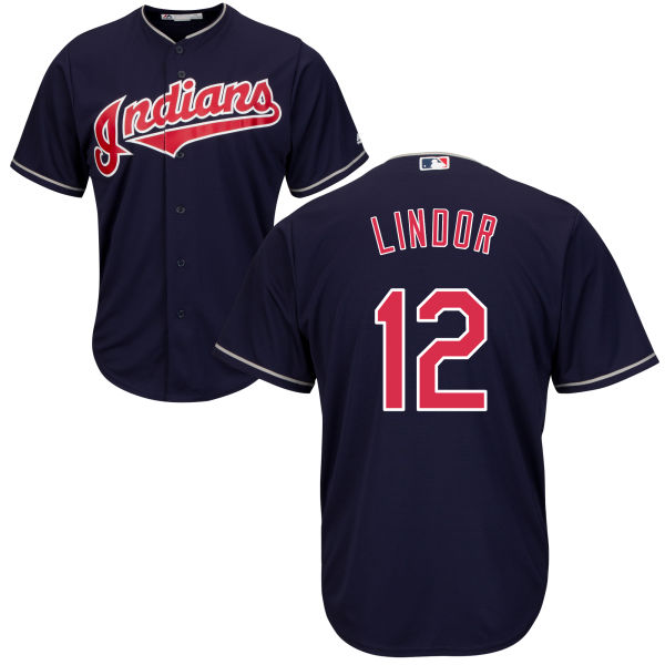 Francisco Lindor #12 Cleveland Indians Navy Cool Base Jersey Francisco Lindor #12 Cleveland Indians Navy Cool Base Jersey