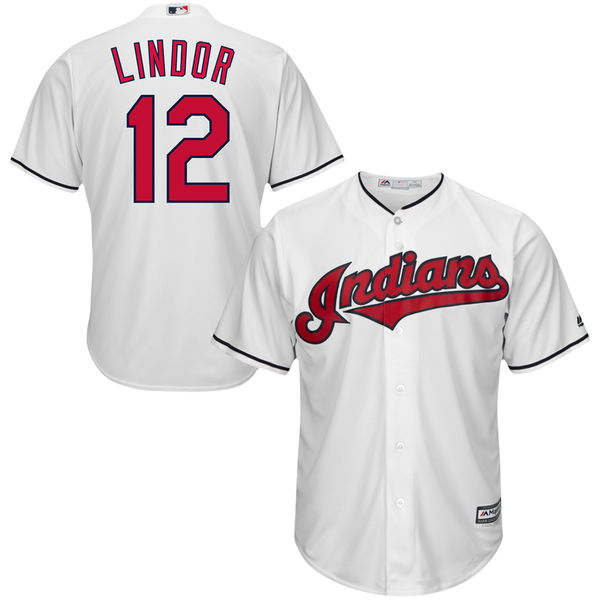 Francisco Lindor #12 Cleveland Indians White Cool Base Jersey Francisco Lindor #12 Cleveland Indians White Cool Base Jersey