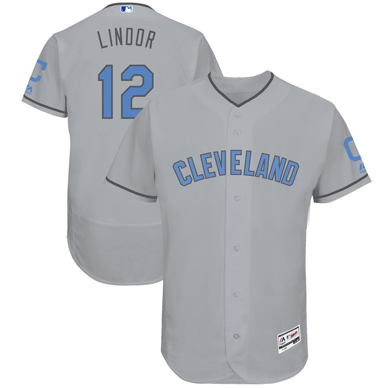 Francisco Lindor #12 Cleveland Indians 2017 Father's Day Grey Flex Base Jersey Francisco Lindor #12 Cleveland Indians 2017 Father's Day Grey Flex Base Jersey