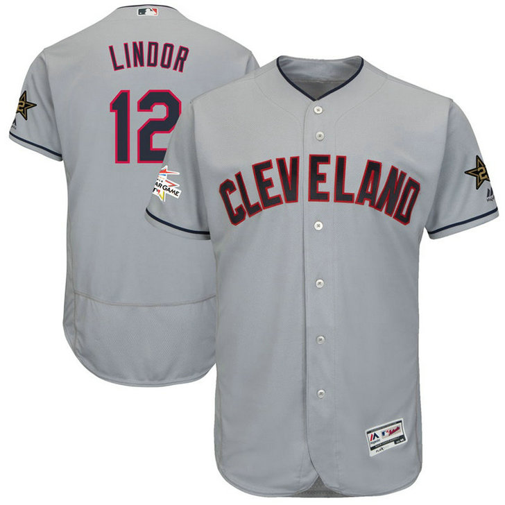 Cleveland Indians Francisco Lindor #12 Grey 2017 All-Star Flex Base Jersey Cleveland Indians Francisco Lindor #12 Grey 2017 All-Star Flex Base Jersey
