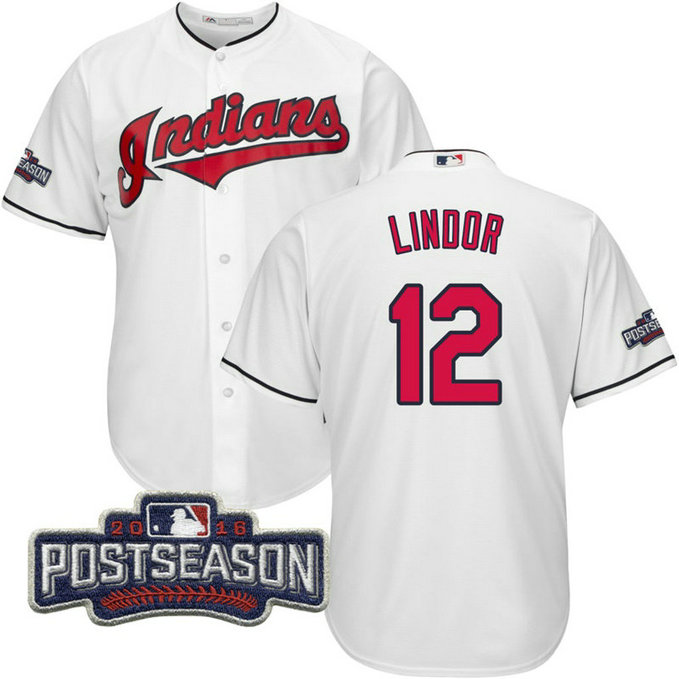 Cleveland Indians Francisco Lindor #12 AL Central Division Champions White 2016 Postseason Patch Cool Base Jersey Cleveland Indians Francisco Lindor #12 AL Central Division Champions White 2016 Postseason Patch Cool Base Jersey