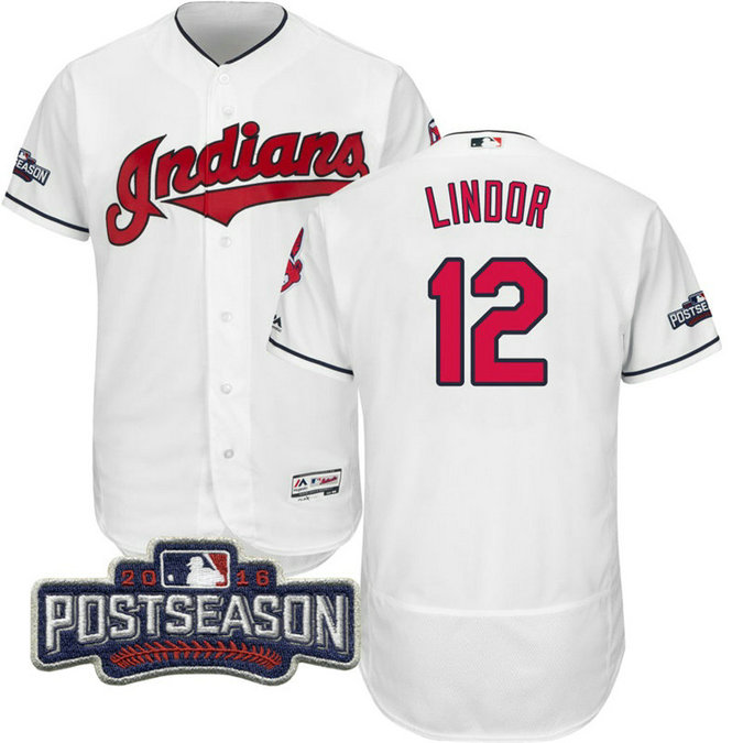 Cleveland Indians Francisco Lindor #12 AL Central Champions White 2016 Postseason Patch Flex Base Jersey Cleveland Indians Francisco Lindor #12 AL Central Champions White 2016 Postseason Patch Flex Base Jersey