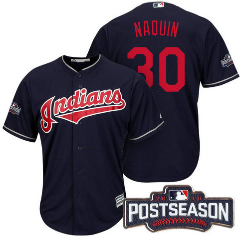Cleveland Indians Tyler Naquin #30 AL Central Division Champions Navy 2016 Postseason Patch Cool Base Jersey