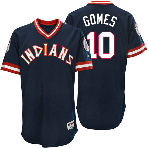 Cleveland Indians Yan Gomes #10 Navy Authentic Turn Back the Clock Jersey