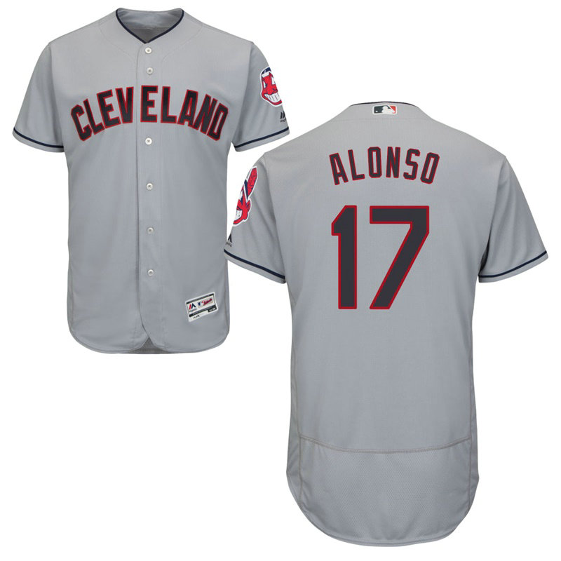 Cleveland Indians Yonder Alonso #17 Grey Authentic Collection Road Flex Base Player Jersey