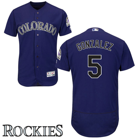 Colorado Rockies #5 Carlos Gonzalez Alternate Purple Flex Base Jersey Colorado Rockies #5 Carlos Gonzalez Alternate Purple Flex Base Jersey