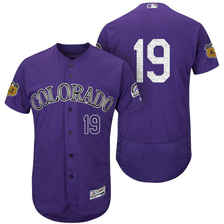 Colorado Rockies Charlie Blackmon #19 Purple 2017 Spring Training Cactus League Patch Authentic Collection Flex Base Jersey Colorado Rockies Charlie Blackmon #19 Purple 2017 Spring Training Cactus League Patch Authentic Collection Flex Base Jersey