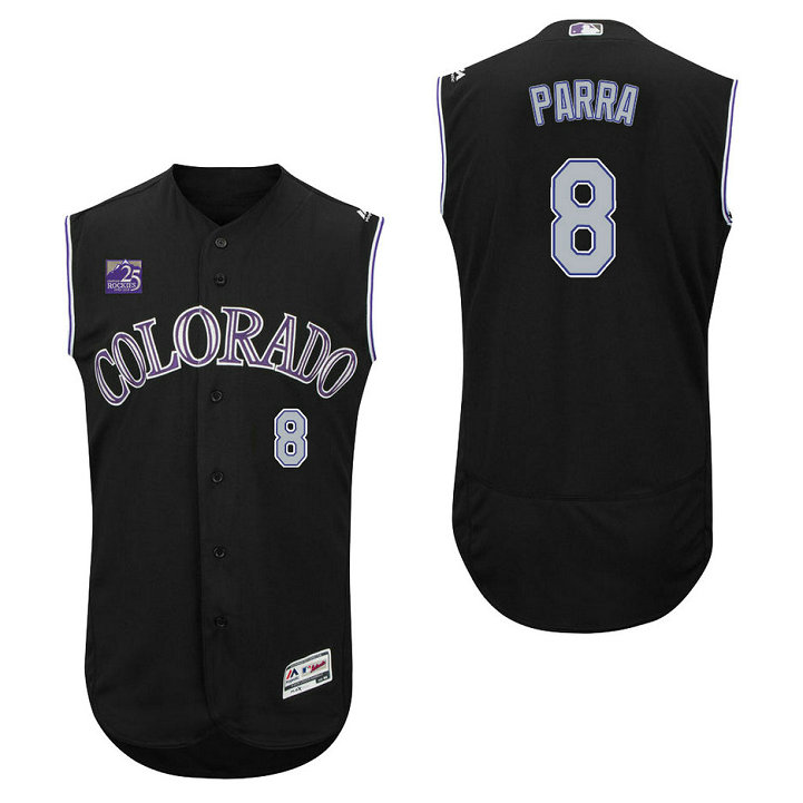 Colorado Rockies Gerardo Parra #8 Black On-Field 25th Season Patch Flex Base Player Jersey Colorado Rockies Gerardo Parra #8 Black On-Field 25th Season Patch Flex Base Player Jersey