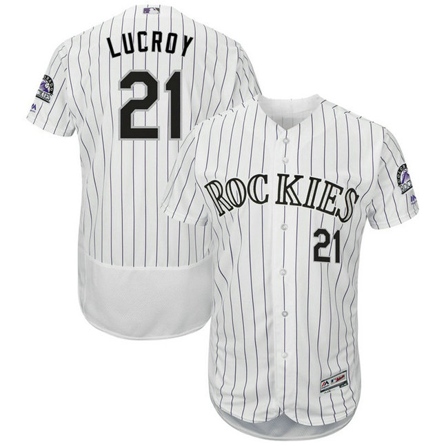Colorado Rockies Jonathan Lucroy #21 White Authentic Collection Flex Base Jersey