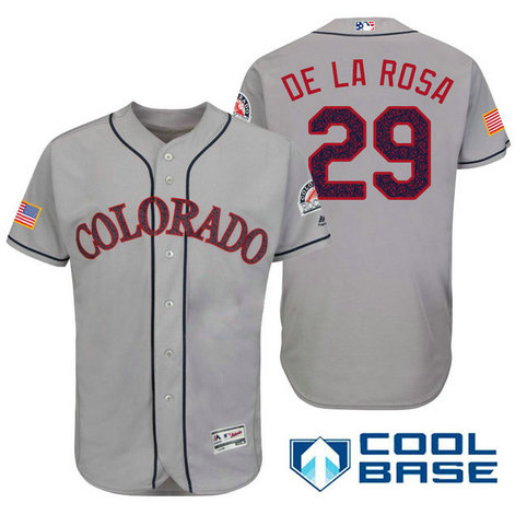 Colorado Rockies #29 Jorge De La Rosa Grey Stars & Stripes 2016 Independence Day Cool Base Jersey Colorado Rockies #29 Jorge De La Rosa Grey Stars & Stripes 2016 Independence Day Cool Base Jersey