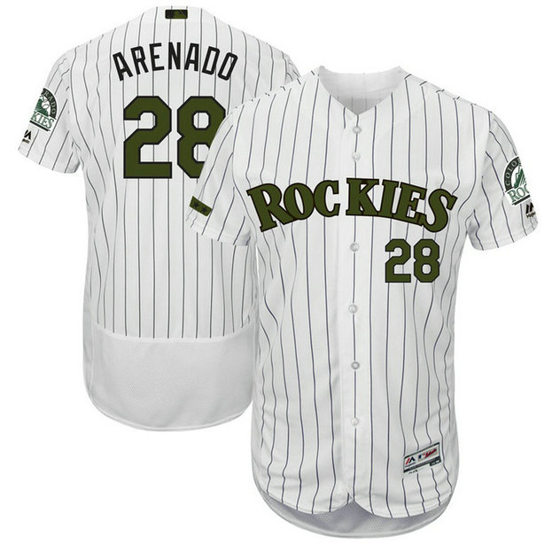 Nolan Arenado #28 Colorado Rockies 2017 Memorial Day White Flex Base Jersey Nolan Arenado #28 Colorado Rockies 2017 Memorial Day White Flex Base Jersey